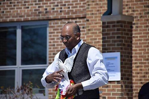 Magician Pravin revealing a dove!